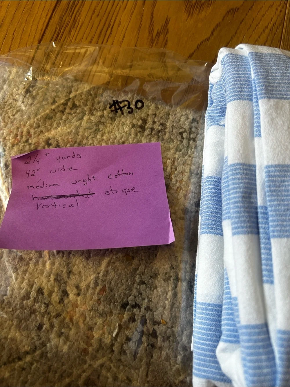 Soft Blue & White Striped Cotton fabric